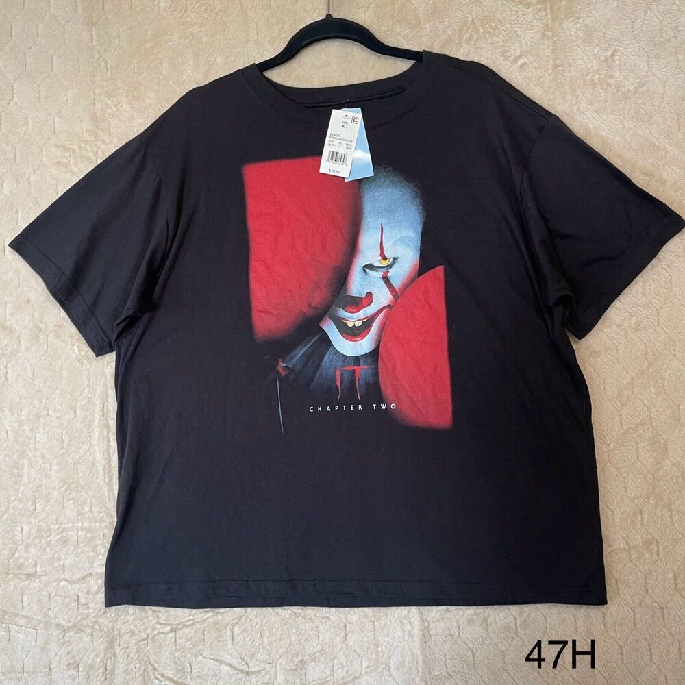 IT Chapter 2 Pennywise Officially Licensed Black‎ T-Shirt Size XL NWT